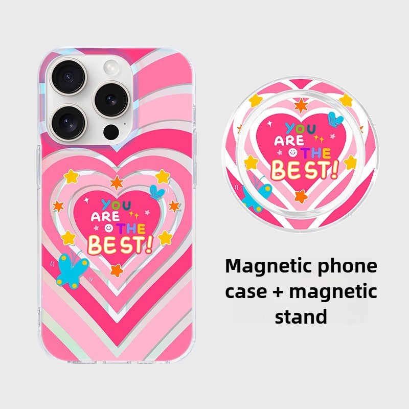 iCraftPro | Magnetic Magsafe Case with Holographic Gradient Hearts for iPhone 12/13/14/15/16/17 Pro (Max)