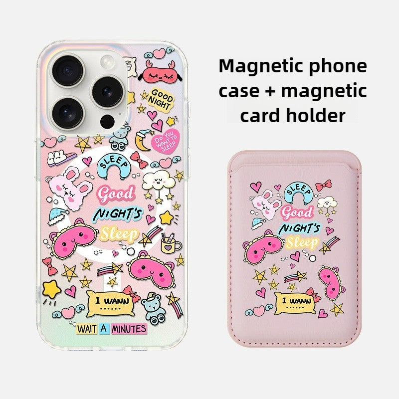 iCraftPro | Original Cartoon Holographic Case for iPhone, Magnetic with Wrist Strap, Cute and Unique Style