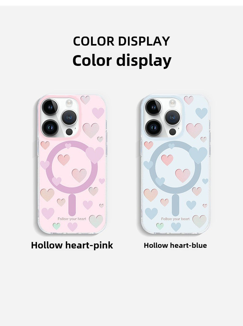 iCraftPro |  Hollow-Out Heart Holographic Case for iPhone 13-17 Pro Max | Matte & Protective