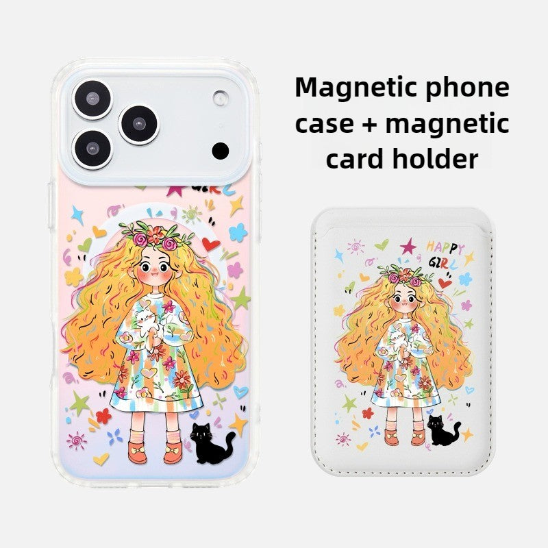 iCraftPro | Magnetic Gradient Case for iPhone 17 Pro Max, Cute Cartoon Design with Lanyard, MagSafe Compatible