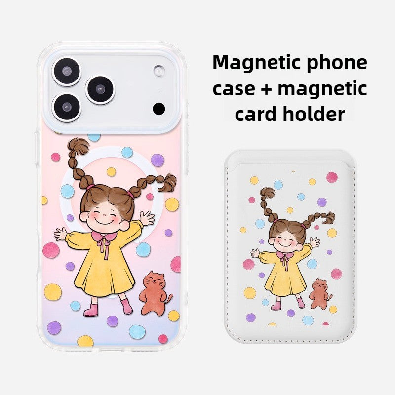iCraftPro | Polka Dot & Holographic Case for iPhone 17/16/15/14/13/12 Pro Max, Fashion Magnetic Case with Lanyard, Cute Girls Aesthetic Cover