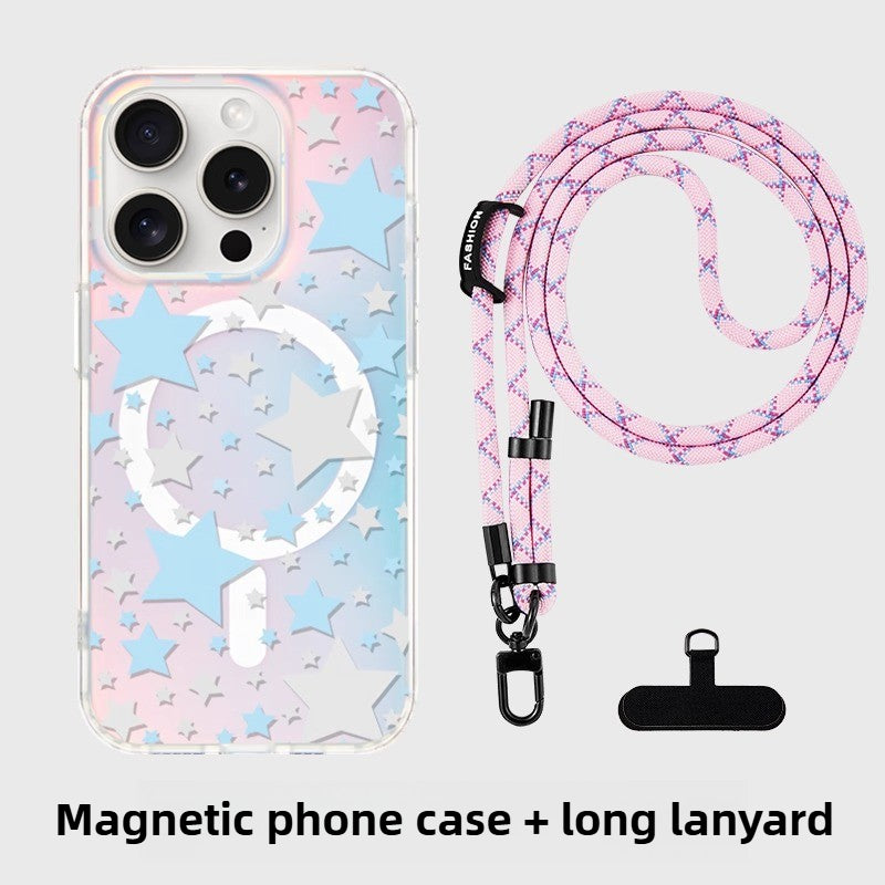 iCraftPro | Magnetic Star Case with Lanyard for iPhone 12-17 Pro Max | Gradient Laser