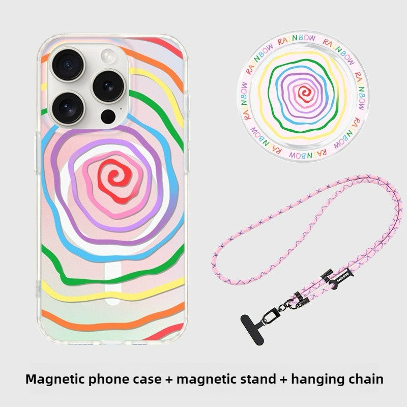 iCraftPro | Artistic Rainbow Case for iPhone 17 Pro Max, Magnetic Holographic with Lanyard
