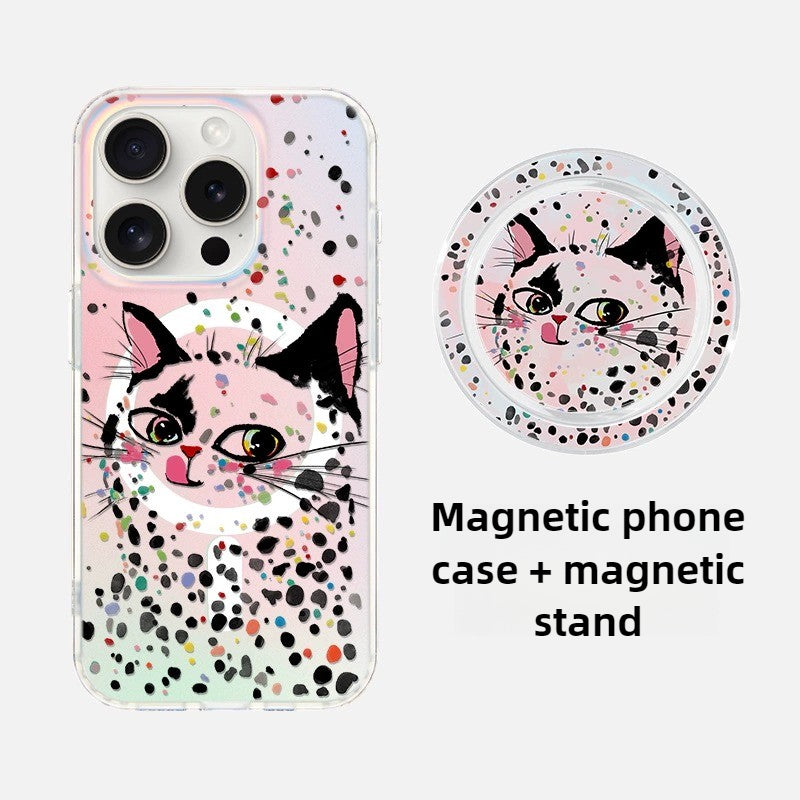 iCraftPro | Colorful Cat Holographic Case for iPhone 17 Pro Max, Magnetic with Lanyard, Summer Style, Fits iPhone 16/15/14/13/12 Pro