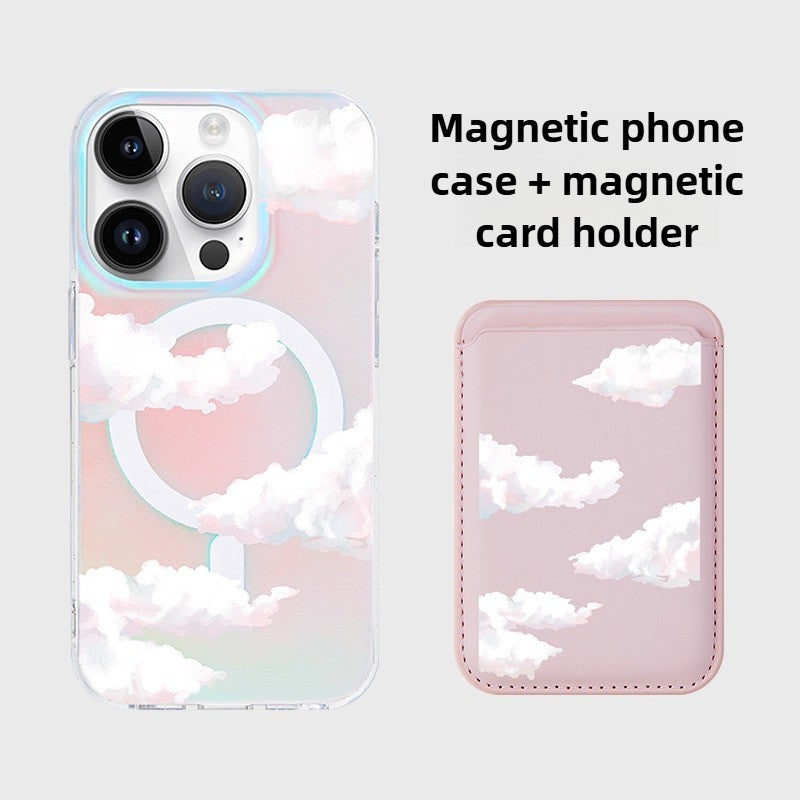 iCraftPro | Holographic Rainbow Gradient & Cloud Design Case with Lanyard, MagSafe Compatible for iPhone 12/13/14/15/16/17 Pro Max