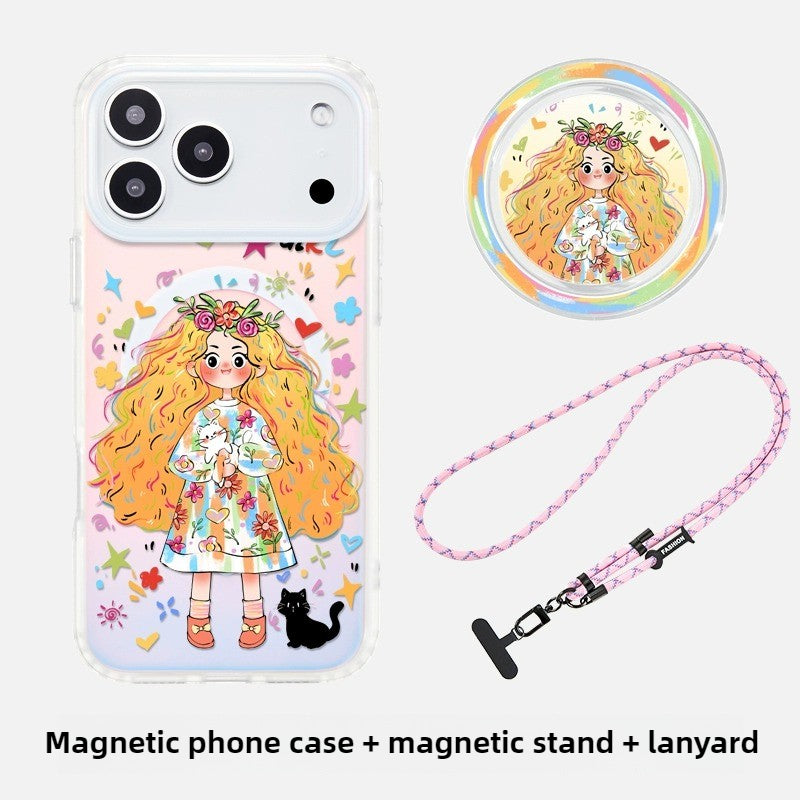 iCraftPro | Magnetic Gradient Case for iPhone 17 Pro Max, Cute Cartoon Design with Lanyard, MagSafe Compatible