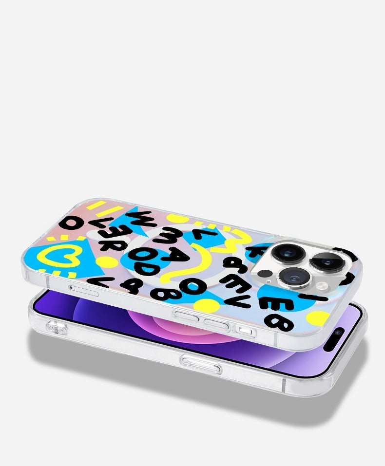 iCraftPro | Trendy Case with Graphic Print & Matte Gradient Finish for iPhone 12 to 17 Pro Max. Magnetic, Protective, Unique Style.