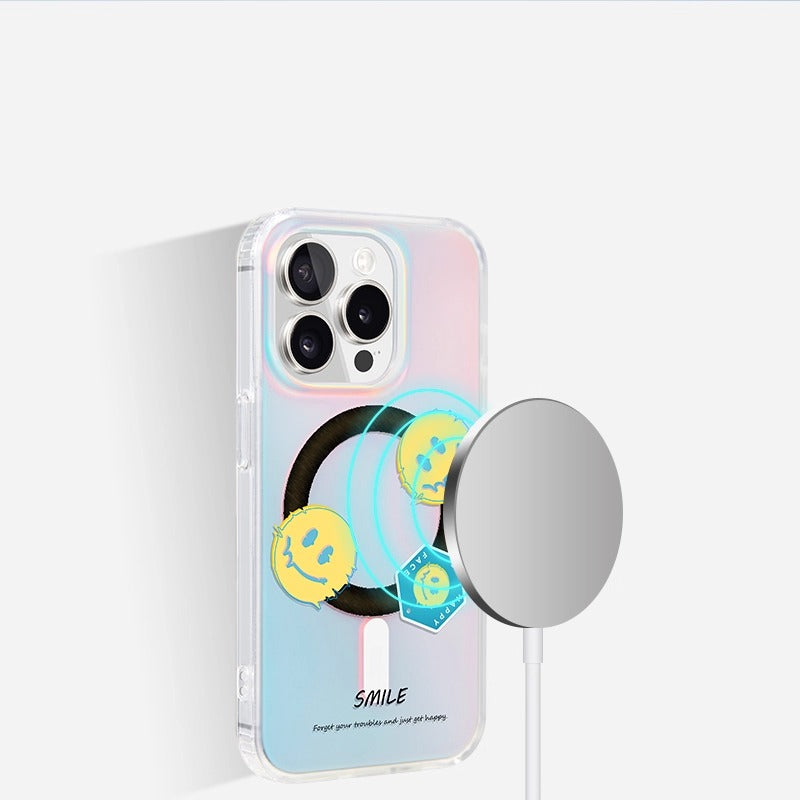 iCraftPro | Magnetic Case with Glitter Heart & Holographic Finish for iPhone 12-17 Pro Max | Feminine Design