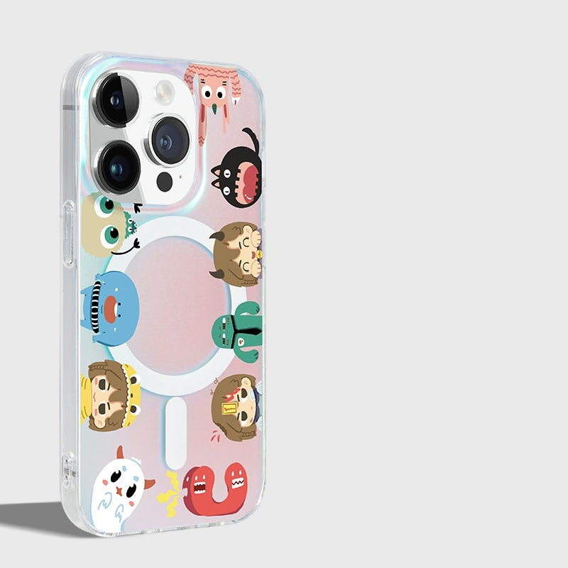 iCraftPro | Matte Holographic MagSafe Case - Christmas Cute Cartoon for Apple 16ProMax 15Pro 14 13 12