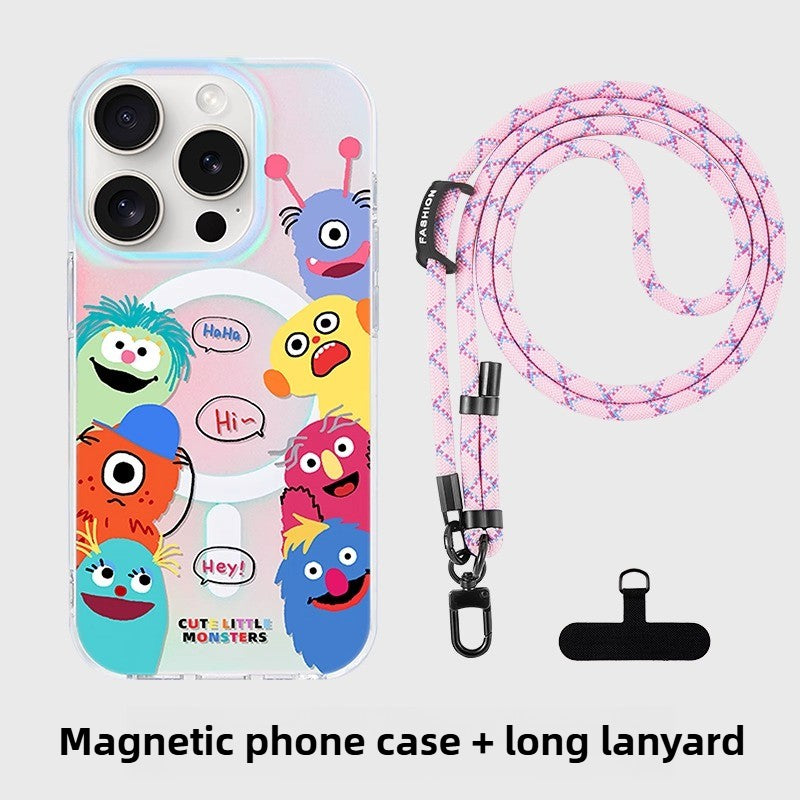 iCraftPro | Stylish Holographic Case for iPhone 12-17 Pro Max. A playful, cartoon monster design in vibrant colors, fully MagSafe compatible.