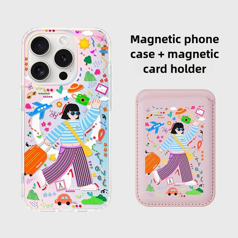 iCraftPro | Magnetic Case with Lanyard for iPhone 12-17 Pro Max | Laser Gradient & Vibrant Dopamine Wanderlust Design