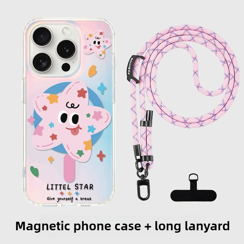 iCraftPro | Matte Holographic Case for iPhone 17 Pro Max, Magnetic with Star Design & Lanyard, Shockproof, Fits iPhone 16/15/14/13/12 Pro