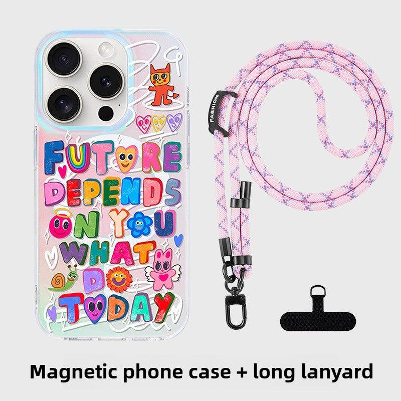 iCraftPro | Magnetic Case for iPhone 12-17 Pro/Pro Max - Laser Gradient & Artistic Lettering, Stylish & Unique.