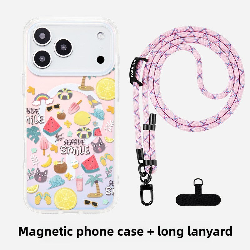 iCraftPro | Holographic Aura MagSafe Case for iPhone 17ProMax 16/15/14 - Creative Design with Trendy Lanyard