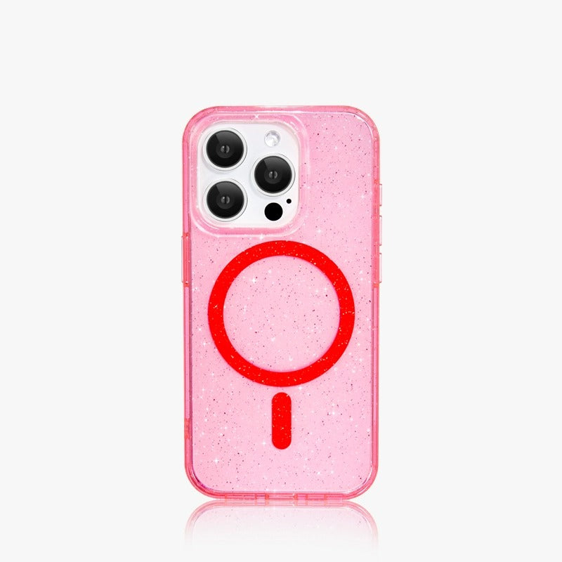 iCraftPro | Magnetic Glitter Case for iPhone 15 Pro Max, Pink Luxe Design, Magsafe Compatible, Fits iPhone 14/13/12 Pro