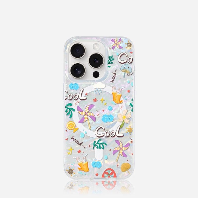 iCraftPro | Unique MagSafe Case: Minimalist Cartoon & Pearl Shell Design for iPhone 13/14/15/16/17 Pro Max