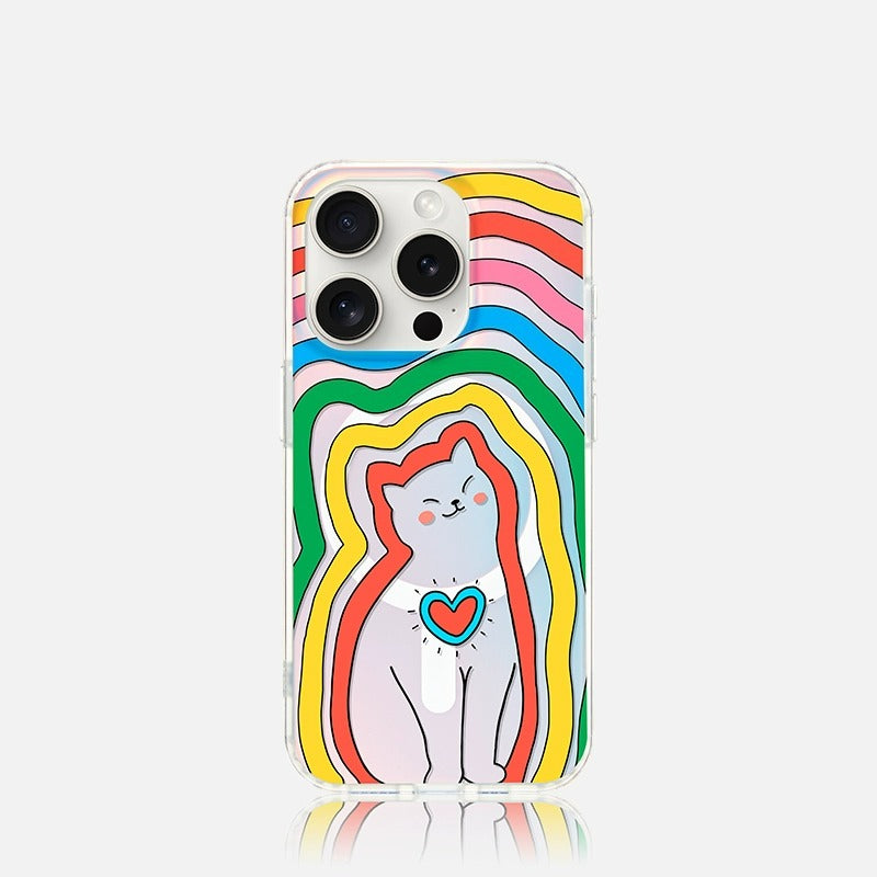 iCraftPro | Dopamine Color Cat Case for iPhone 17 Pro Max, Magnetic Gradient Holographic, Fashion & Cute, Fits iPhone 16/15/14/13/12 Pro