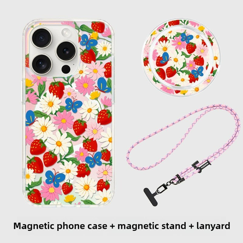 iCraftPro | Magnetic Holographic Case with Lanyard for iPhone 17 Pro Max, Fresh Style, Fits iPhone 16/15/14/13/12 Pro