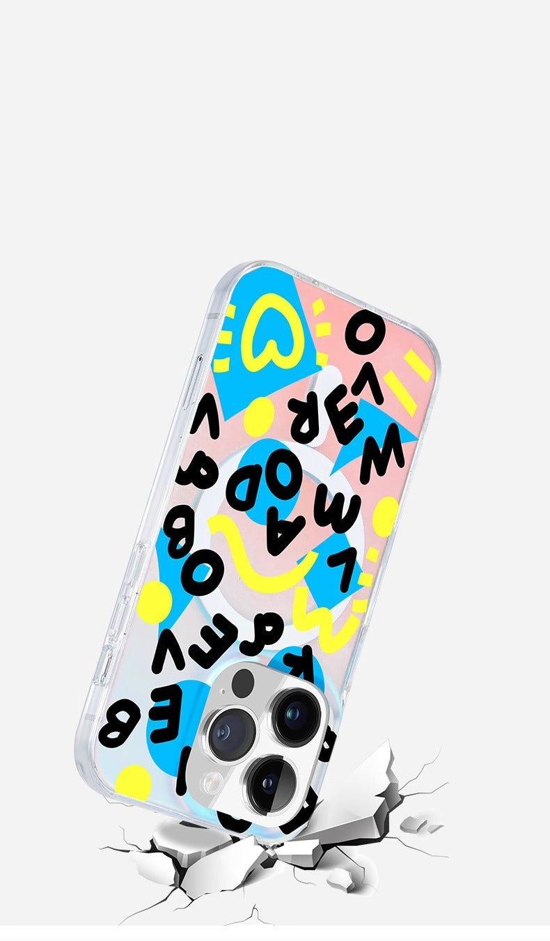 iCraftPro | Trendy Case with Graphic Print & Matte Gradient Finish for iPhone 12 to 17 Pro Max. Magnetic, Protective, Unique Style.