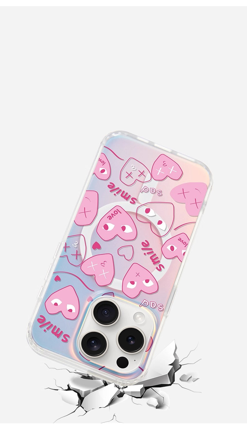 iCraftPro | MagSafe Case with Holographic Gradient & Heart Design for iPhone 12-17 Pro Max