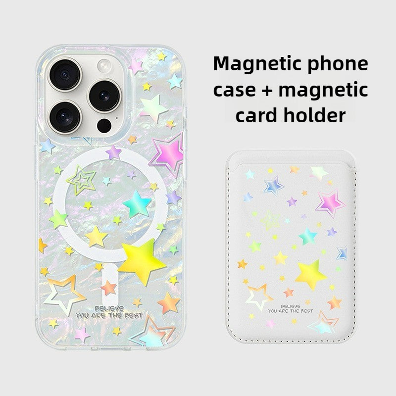 iCraftPro | Star & Shell Pattern Magnetic Case for iPhone 17 Pro Max, Artistic Design, Also Fits iPhone 16/15/14/13 Pro