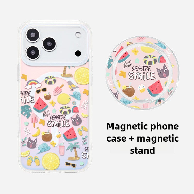 iCraftPro | Holographic Aura MagSafe Case for iPhone 17ProMax 16/15/14 - Creative Design with Trendy Lanyard