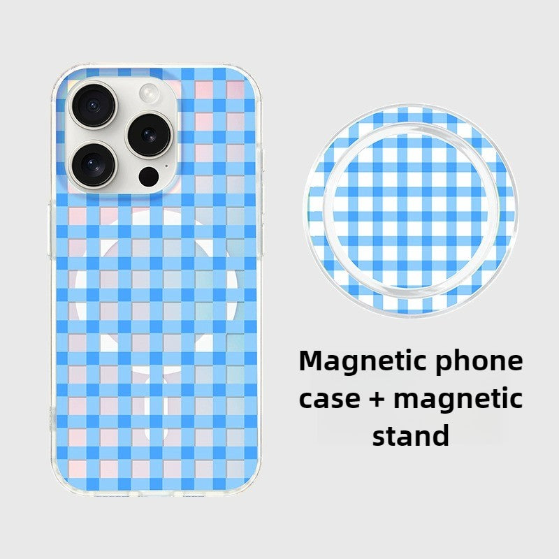 iCraftPro | Aesthetic Laser Grid Magnetic Case with Lanyard for iPhone 17 Pro Max - Trendy Pink, Also Fits iPhone 16/15/14/13/12 Pro