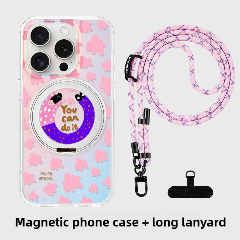 iCraftPro | Apple 17promax mobile phone case new iphone16pro advanced sense 15 magnetic suction magsafe with bracket fulcrum 14 laser gradual change 13 creative cute ip fashion niche