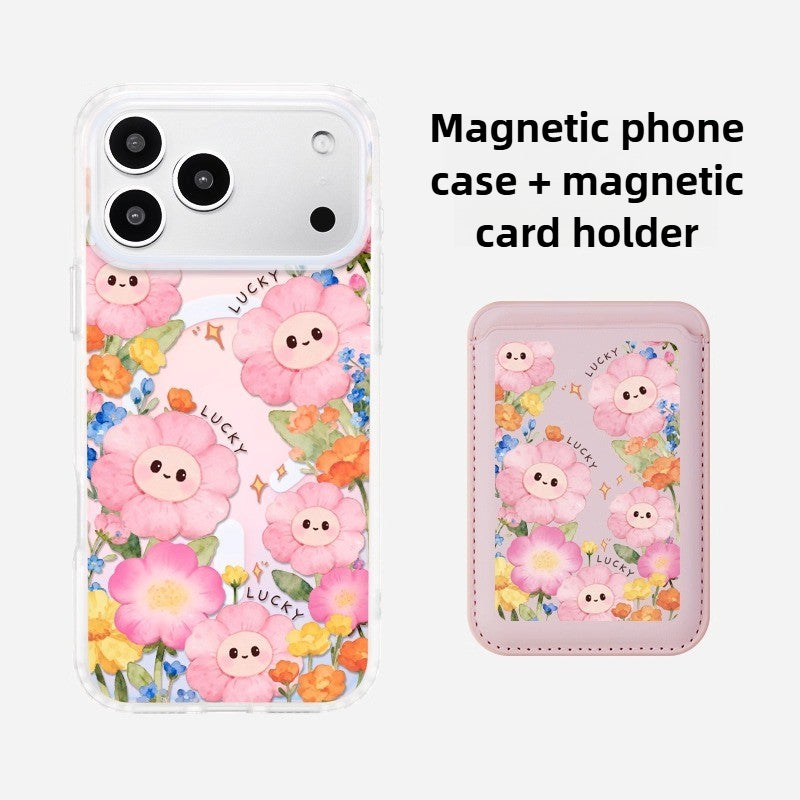 iCraftPro | Fresh Floral Case for iPhone 12 to 17 Pro Max. Magsafe, Gradient Holographic, Unique Chic.