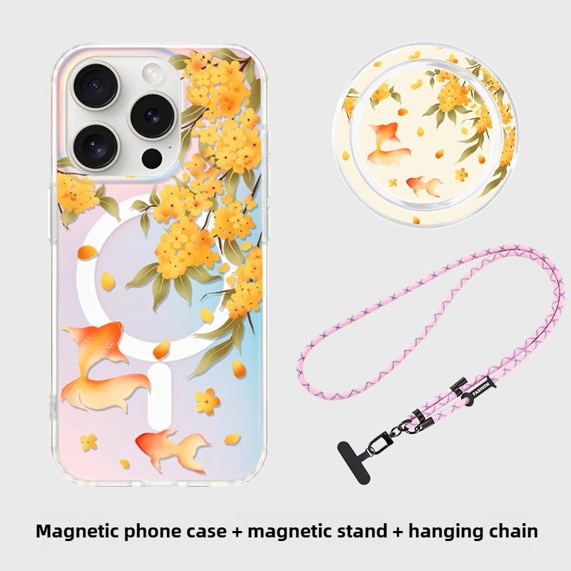 iCraftPro | Magnetic Holographic Case for iPhone 12-17 Pro Max,  Koi Design with Lanyard.