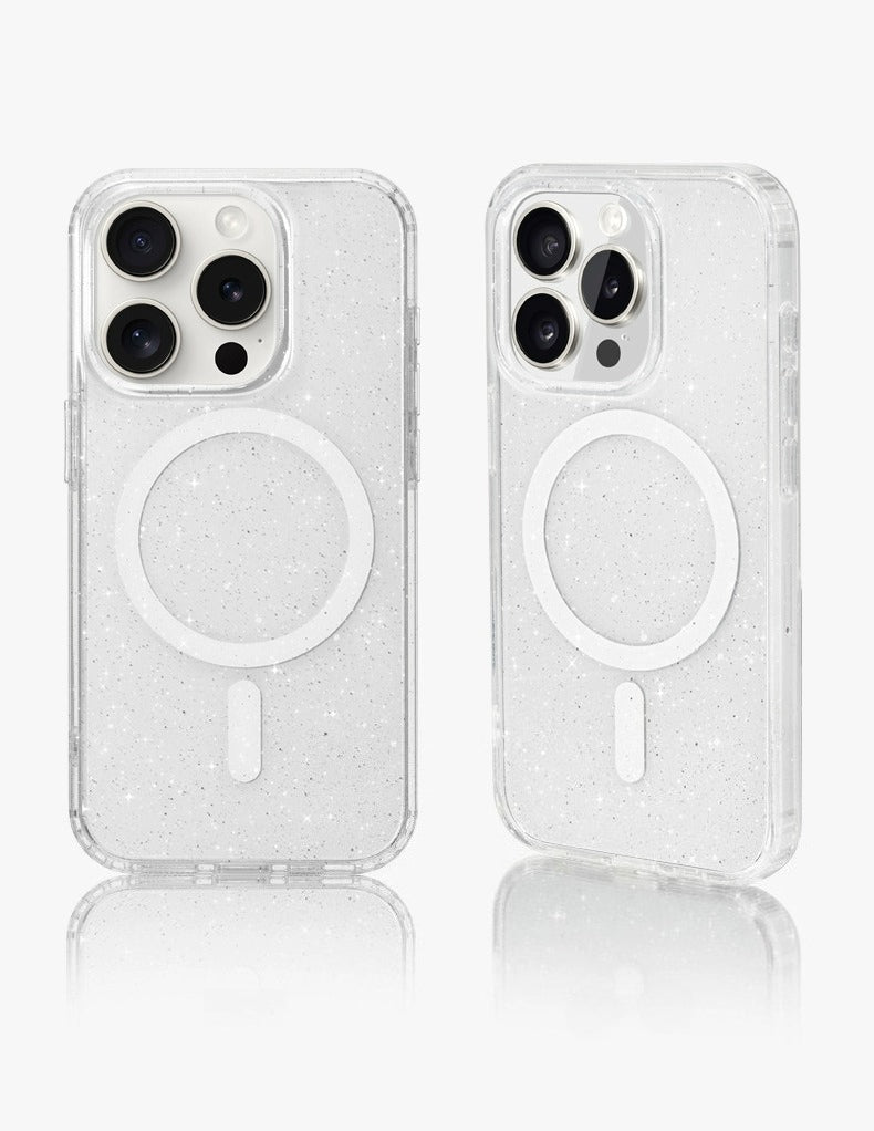 iCraftPro | Magsafe Compatible Case for iPhone 15 Pro Max 14 13 12, Translucent Shimmering Glitter Cover, Stylish Protective Shell for Women