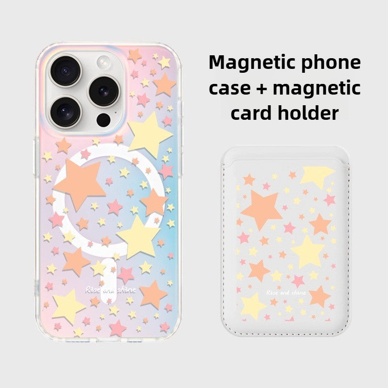 iCraftPro | Magnetic Case with Wrist Strap & Holographic Stars for iPhone 12/13/14/15/16/17 Pro (Max)