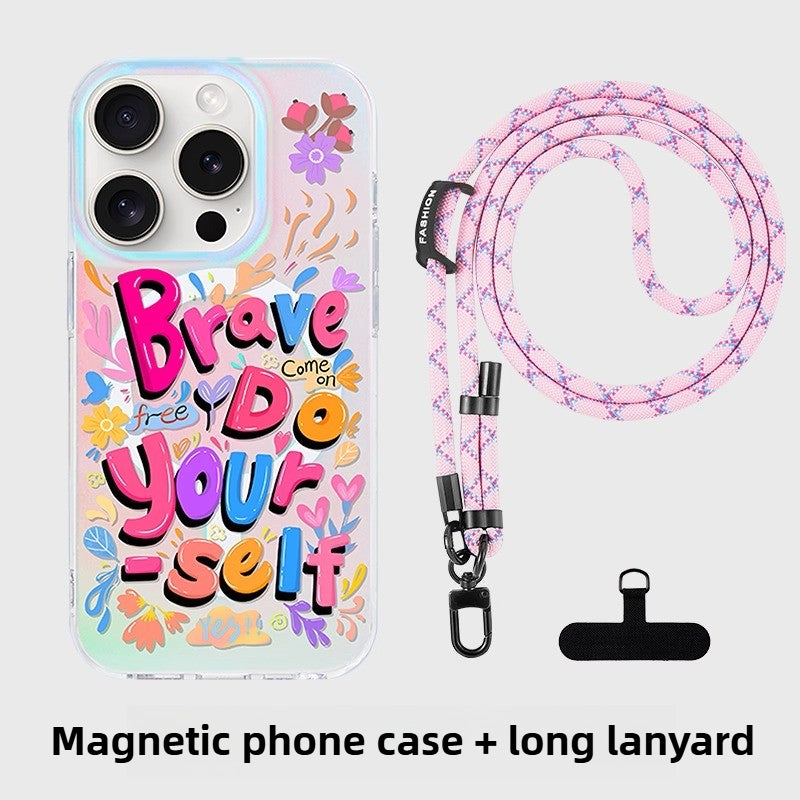 iCraftPro | Magnetic Case for iPhone 12-17 Pro/Pro Max - Laser Gradient & Artistic Lettering, Stylish & Unique.