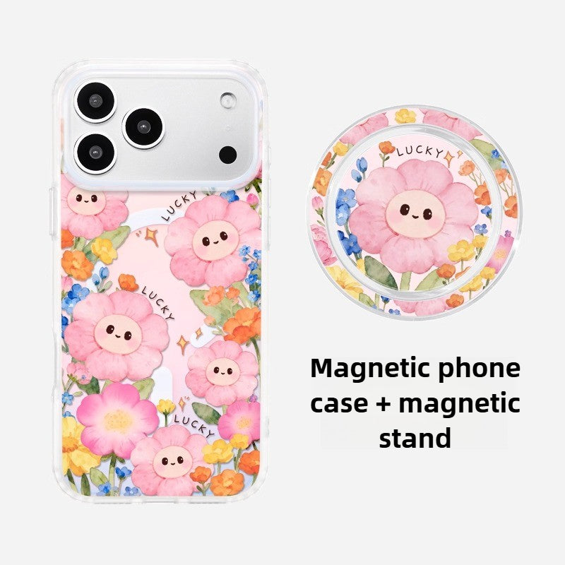 iCraftPro | Fresh Floral Case for iPhone 12 to 17 Pro Max. Magsafe, Gradient Holographic, Unique Chic.