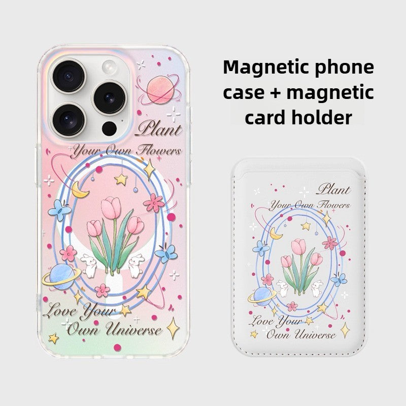 iCraftPro | Magnetic Magsafe Case with Wrist Strap & Tulip Design for iPhone 12/13/14/15/16/17 Pro (Max)