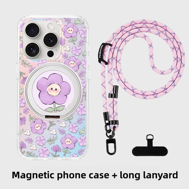 iCraftPro | New Creative Niche Fashion Smile Face Flower Magnetic Strap iPhone Cases