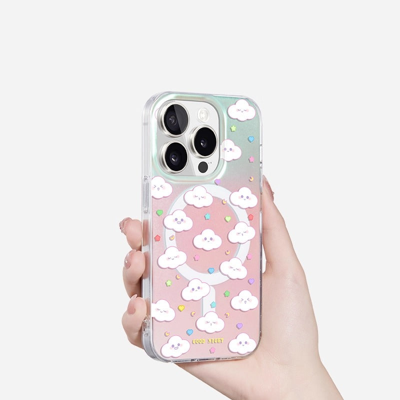 iCraftPro | Magnetic Case with Holographic Gradient & Clouds for iPhone 12-17 Pro Max