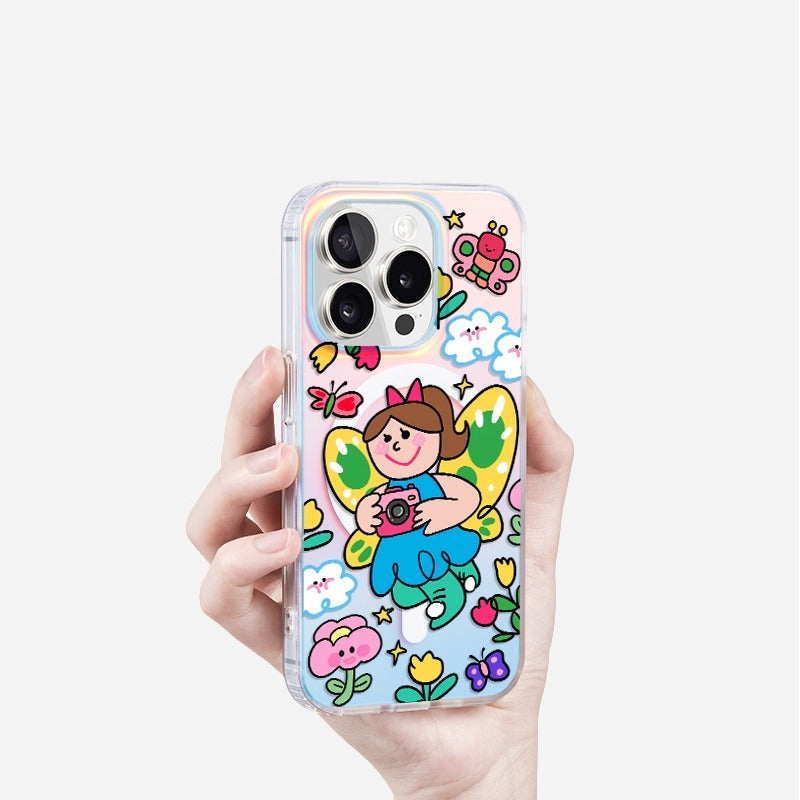 iCraftPro | Apple 17promax mobile phone case new iphone16pro women's 15 advanced magnetic suction magsafe laser fashion 14 cartoon 13 creative butterfly girl 12 protective case