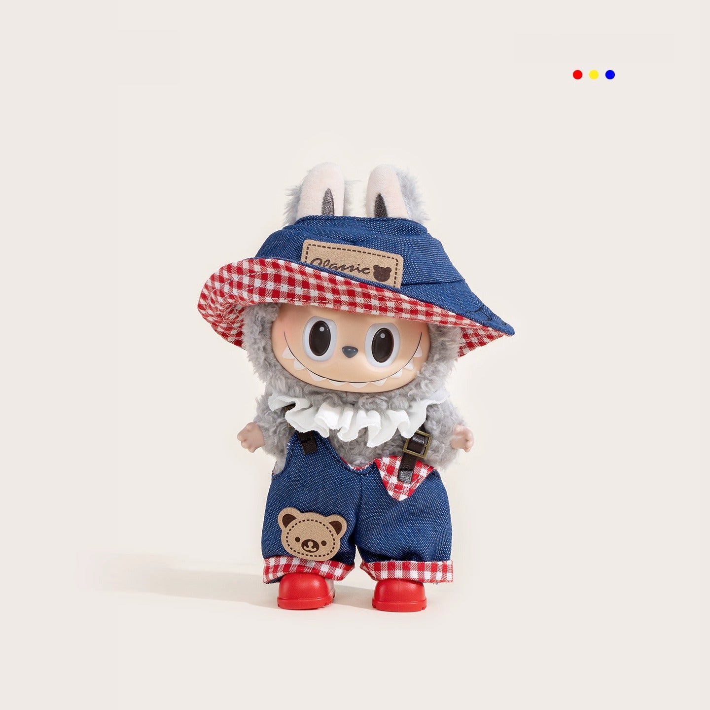 iCraftPro | Asymmetrical Red Plaid Overalls Labubu Handmade 4pcs Clothes