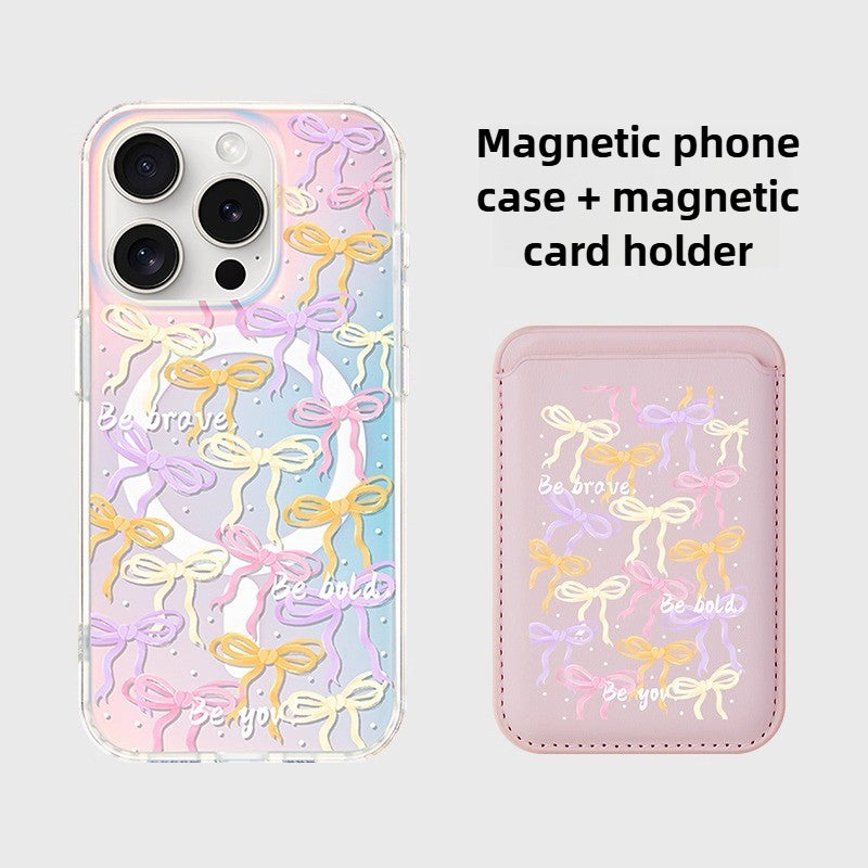 iCraftPro | Applicable to Apple 17romax mobile phone case, the new iphone16pro women's 15 magnetic laser magsafe advanced sense 14 gradual change creative niche 13 literary bow 12 protective case