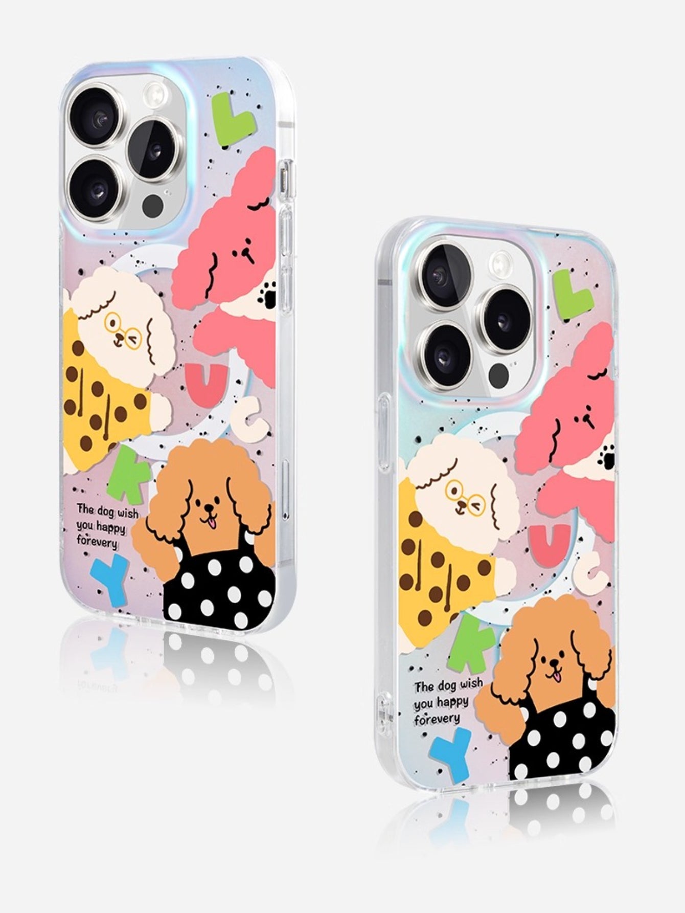 iCraftPro | Magnetic Holographic iPhone Case with Lanyard - Cute Dog Design for iPhone 12-17 Pro Max