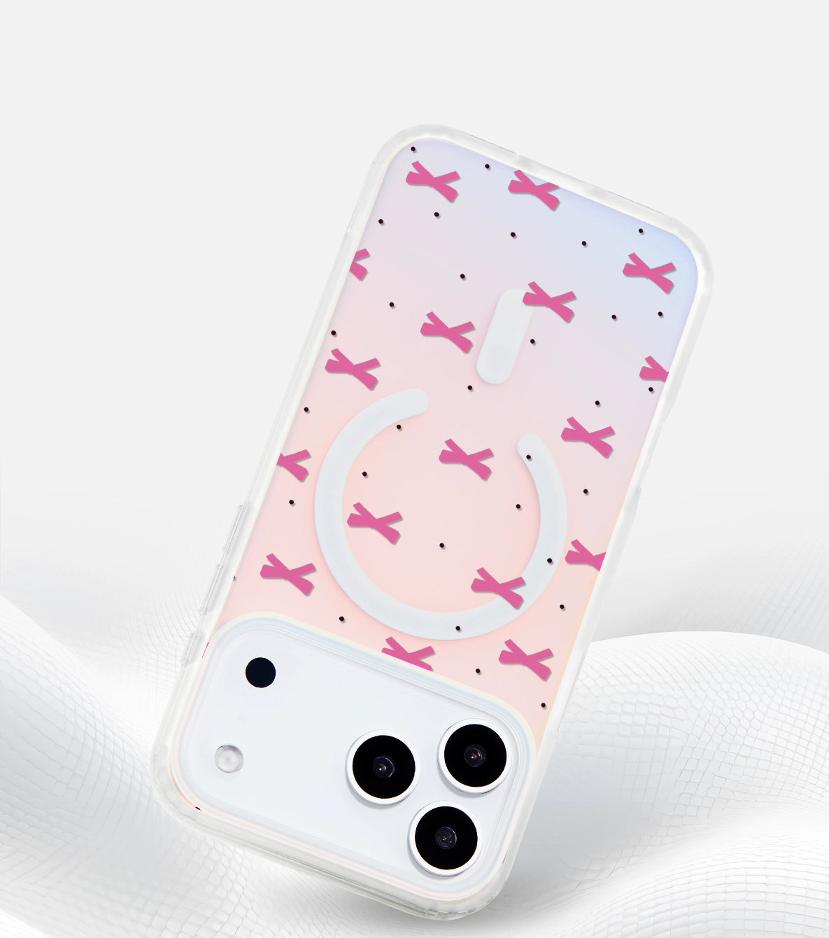 iCraftPro | Magnetic Phone Case with Stand for iPhone 12-17 Pro Max | Gradient Laser & Bow Design