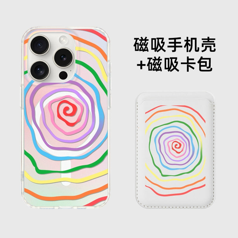 iCraftPro | Artistic Rainbow Case for iPhone 17 Pro Max, Magnetic Holographic with Lanyard