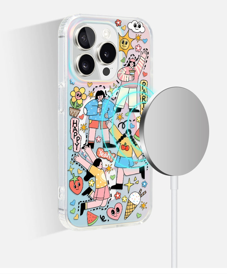 iCraftPro | Applicable to Apple 17promax mobile phone case new iphone16pro women's 15 magnetic laser magsafe advanced sense 14 niche creative cartoon 13 fashion ip12 gradual change protective case