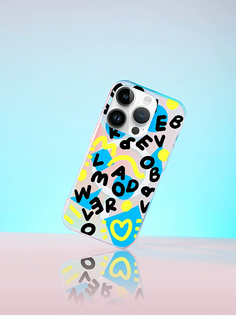 iCraftPro | Trendy Case with Graphic Print & Matte Gradient Finish for iPhone 12 to 17 Pro Max. Magnetic, Protective, Unique Style.