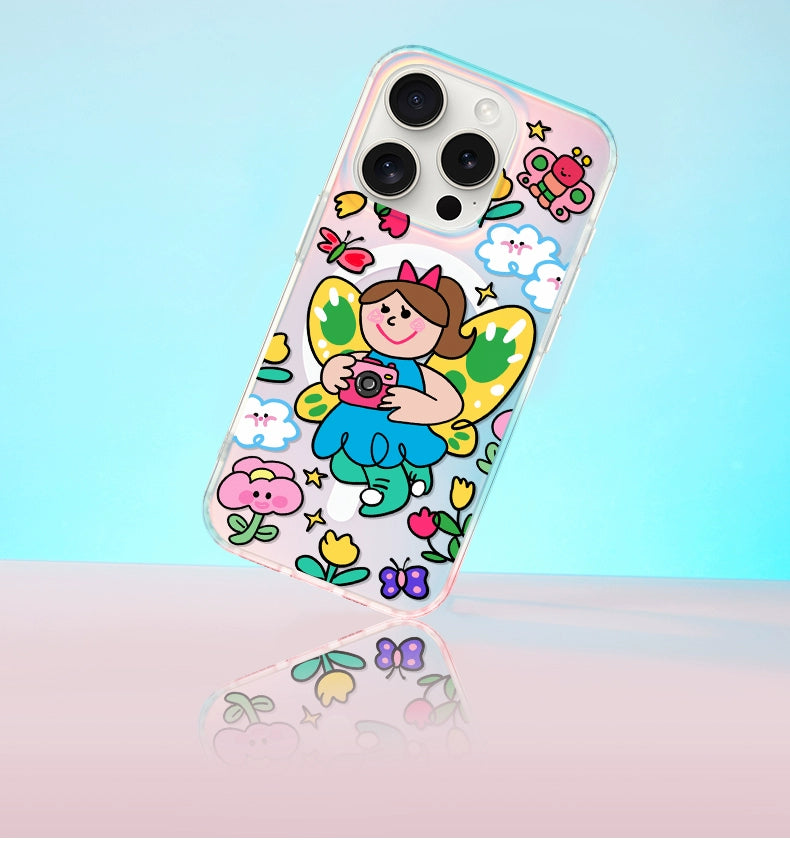 iCraftPro | Apple 17promax mobile phone case new iphone16pro women's 15 advanced magnetic suction magsafe laser fashion 14 cartoon 13 creative butterfly girl 12 protective case