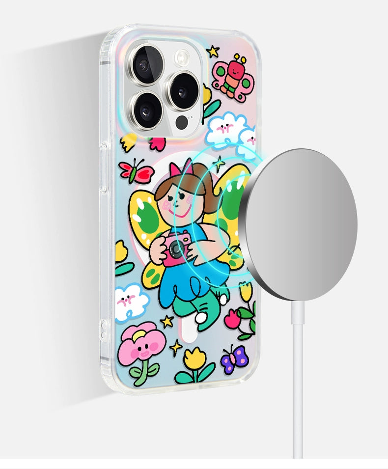 iCraftPro | Apple 17promax mobile phone case new iphone16pro women's 15 advanced magnetic suction magsafe laser fashion 14 cartoon 13 creative butterfly girl 12 protective case