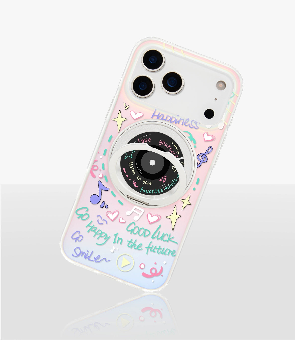 iCraftPro | All-in-One Magnetic Case with Stand for iPhone 17 Pro Max, Stylish Record Holographic Design