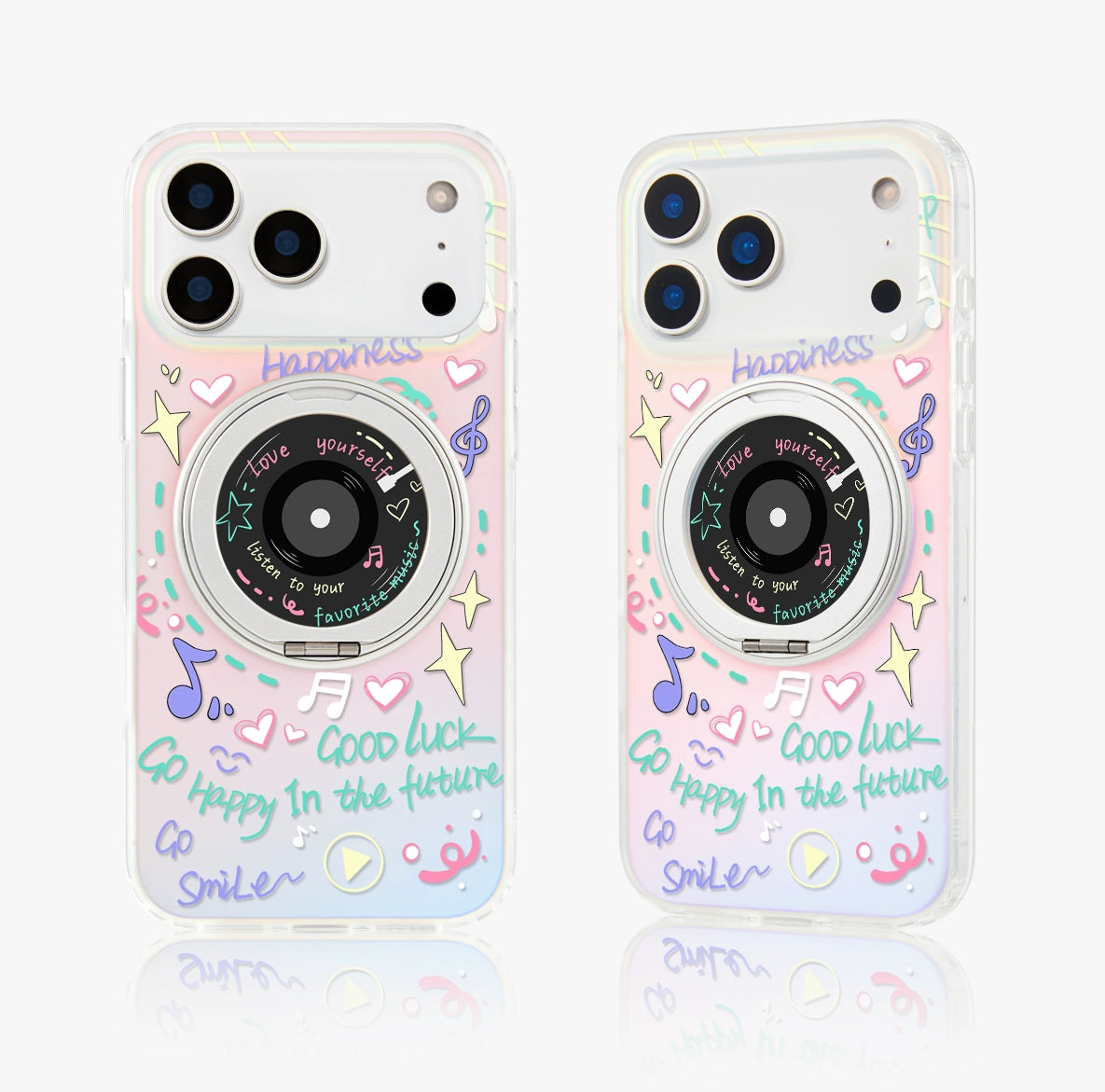 iCraftPro | All-in-One Magnetic Case with Stand for iPhone 17 Pro Max, Stylish Record Holographic Design