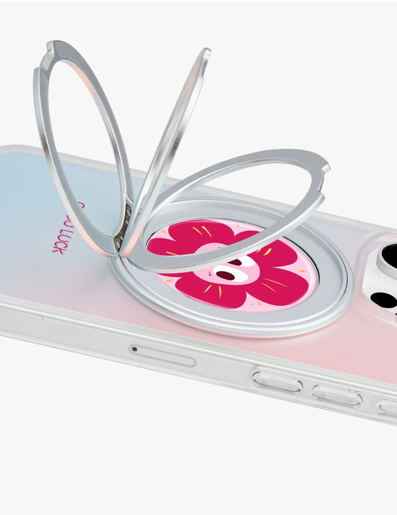 iCraftPro | Magnetic Case with Built-in Stand & Gradient Holographic Design for iPhone 12/13/14/15/16 Pro/17 Pro Max. Fashion Floral Pattern.